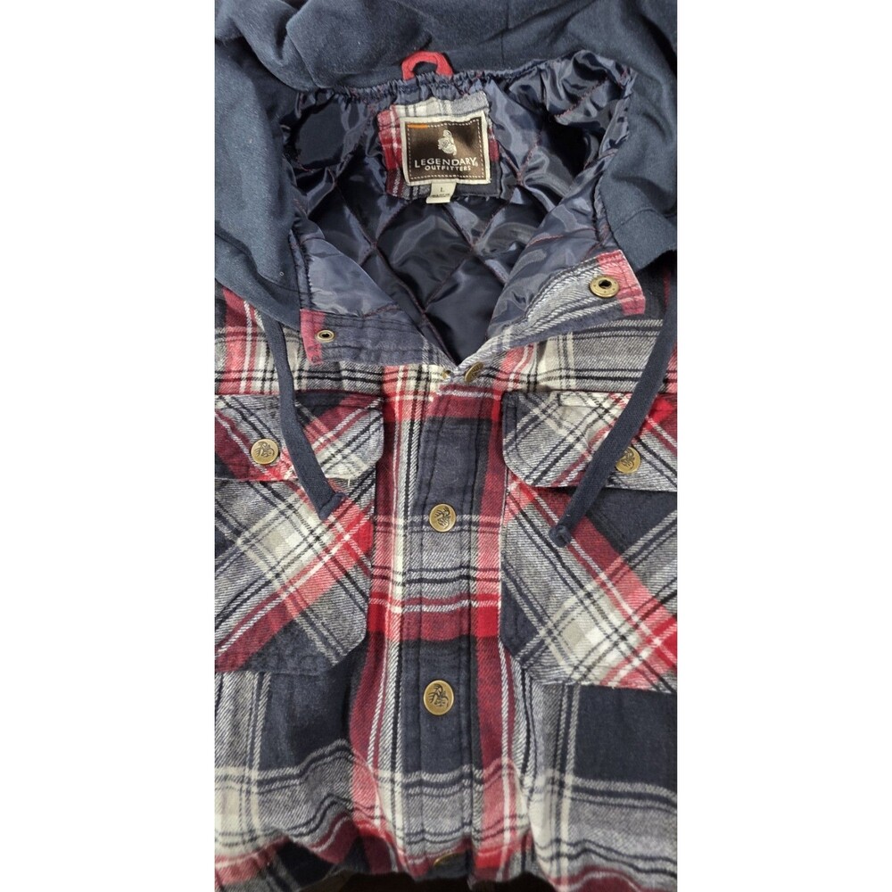 Legendary Whitetails Outfitters Men's Jacket.   Hooded Flannel Jacket - Men's L